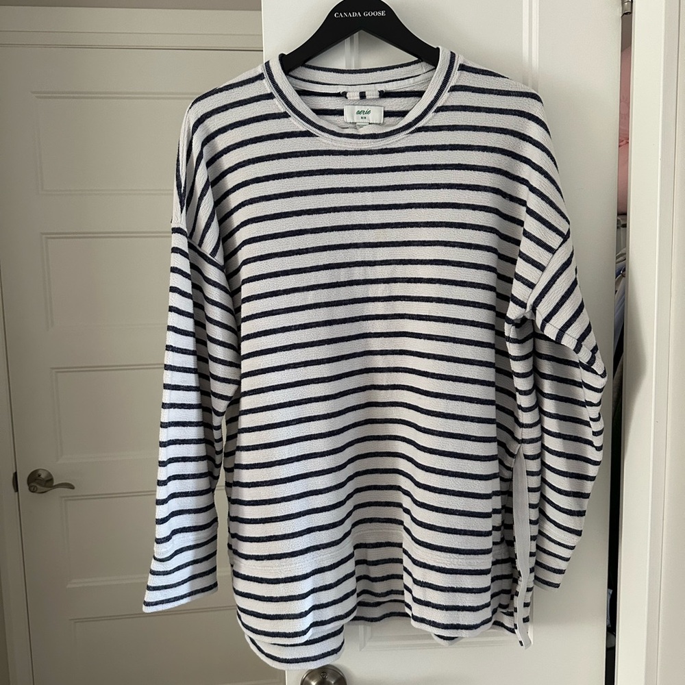 Aerie Striped Long Sleeve Sweatshirt